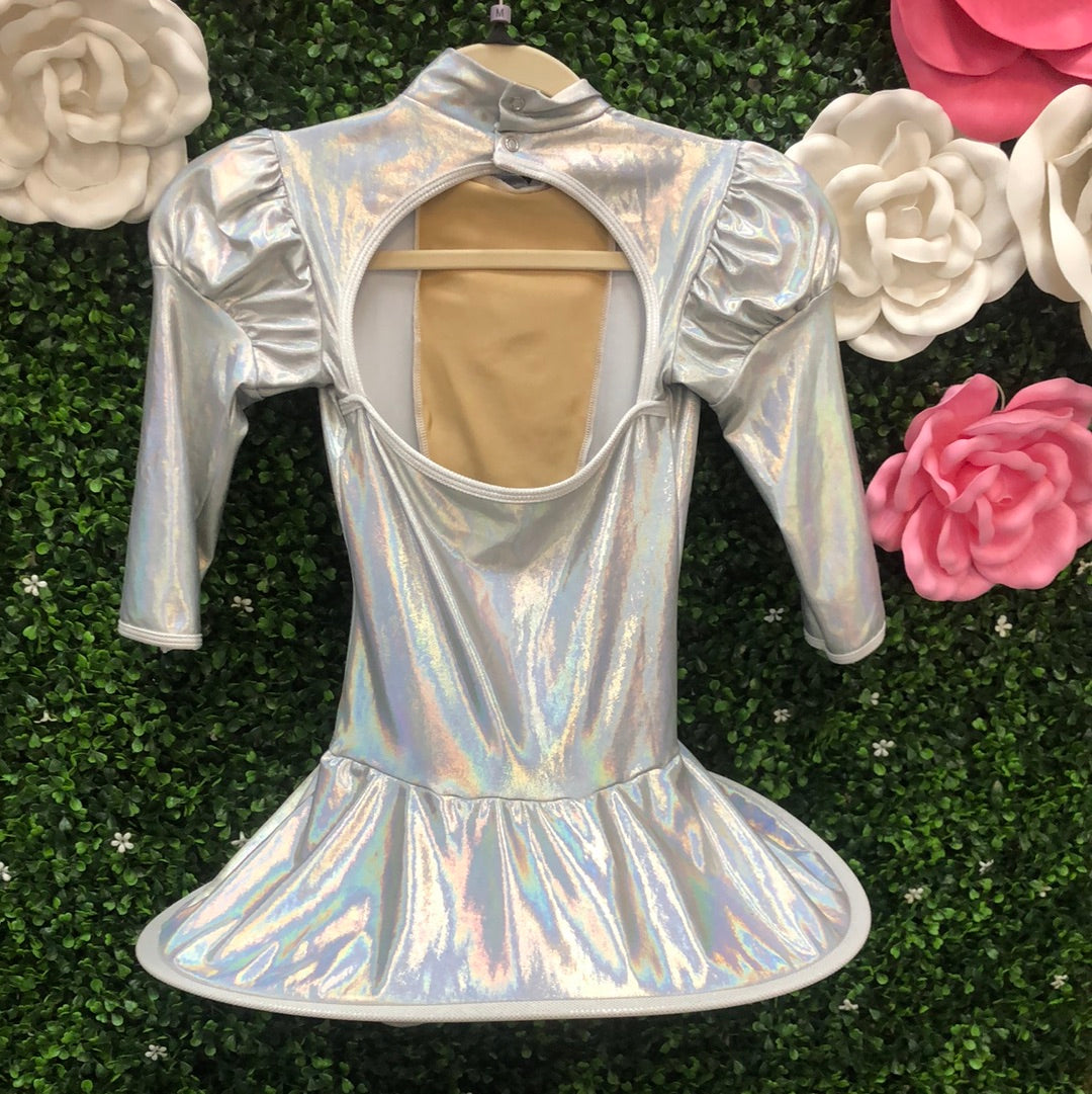 Child Medium Silver Hoop Biketard Costume