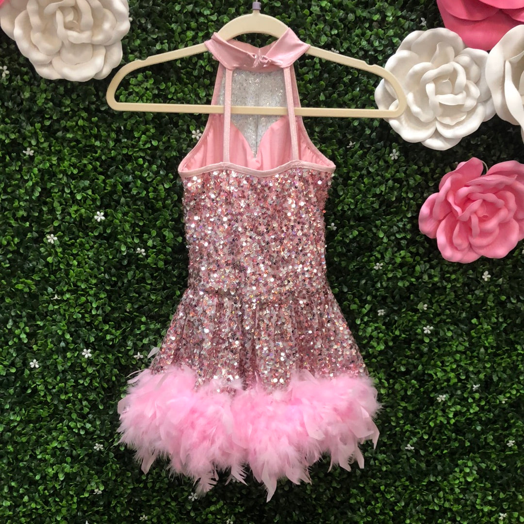 Child Medium Pink Sequin Feathered Costume