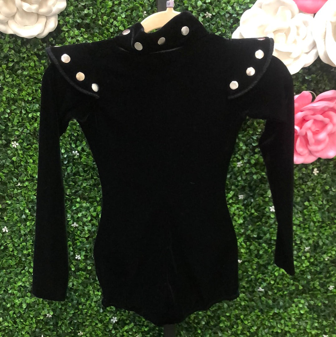 Child Medium Black Velvet Biketard Costume