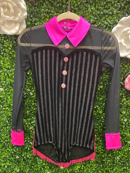 Adult Small Black and Pink Fringe Costume