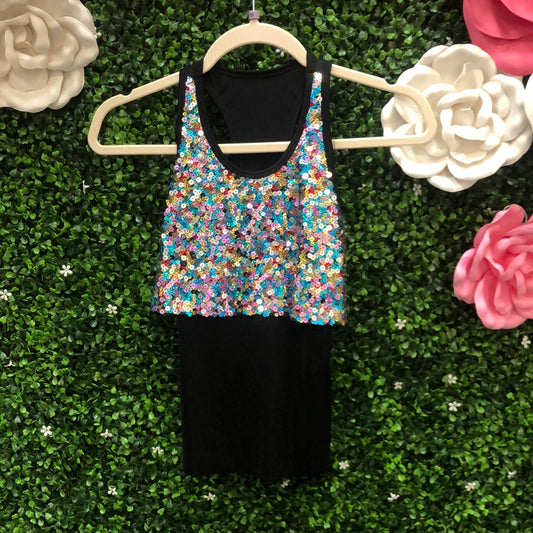 Child Medium Black Sequin Tank