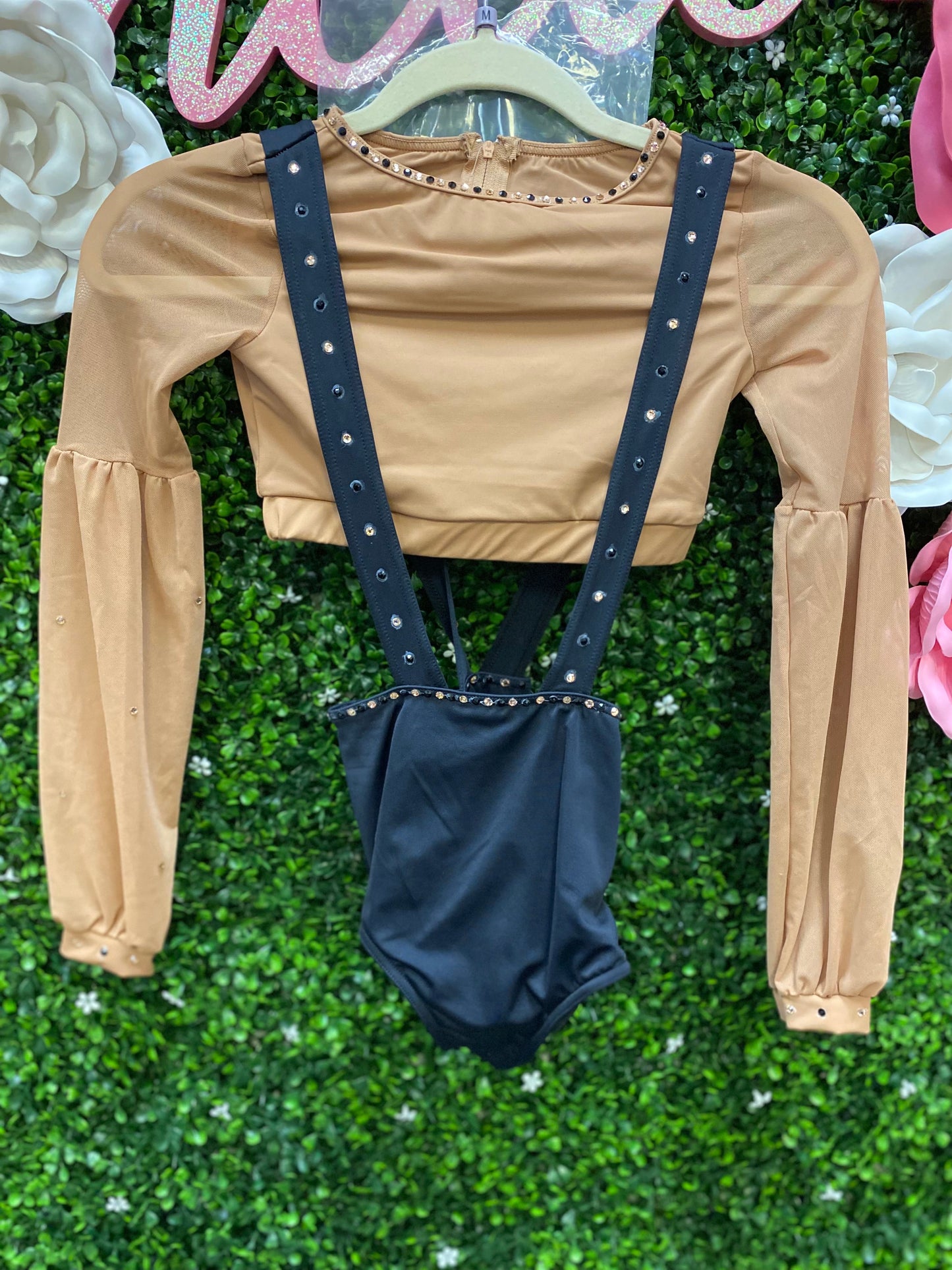 Child Medium Tan/Black 2 piece with Suspenders