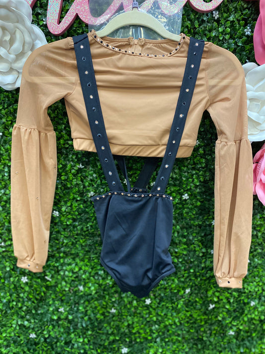 Child Medium Tan/Black 2 piece with Suspenders