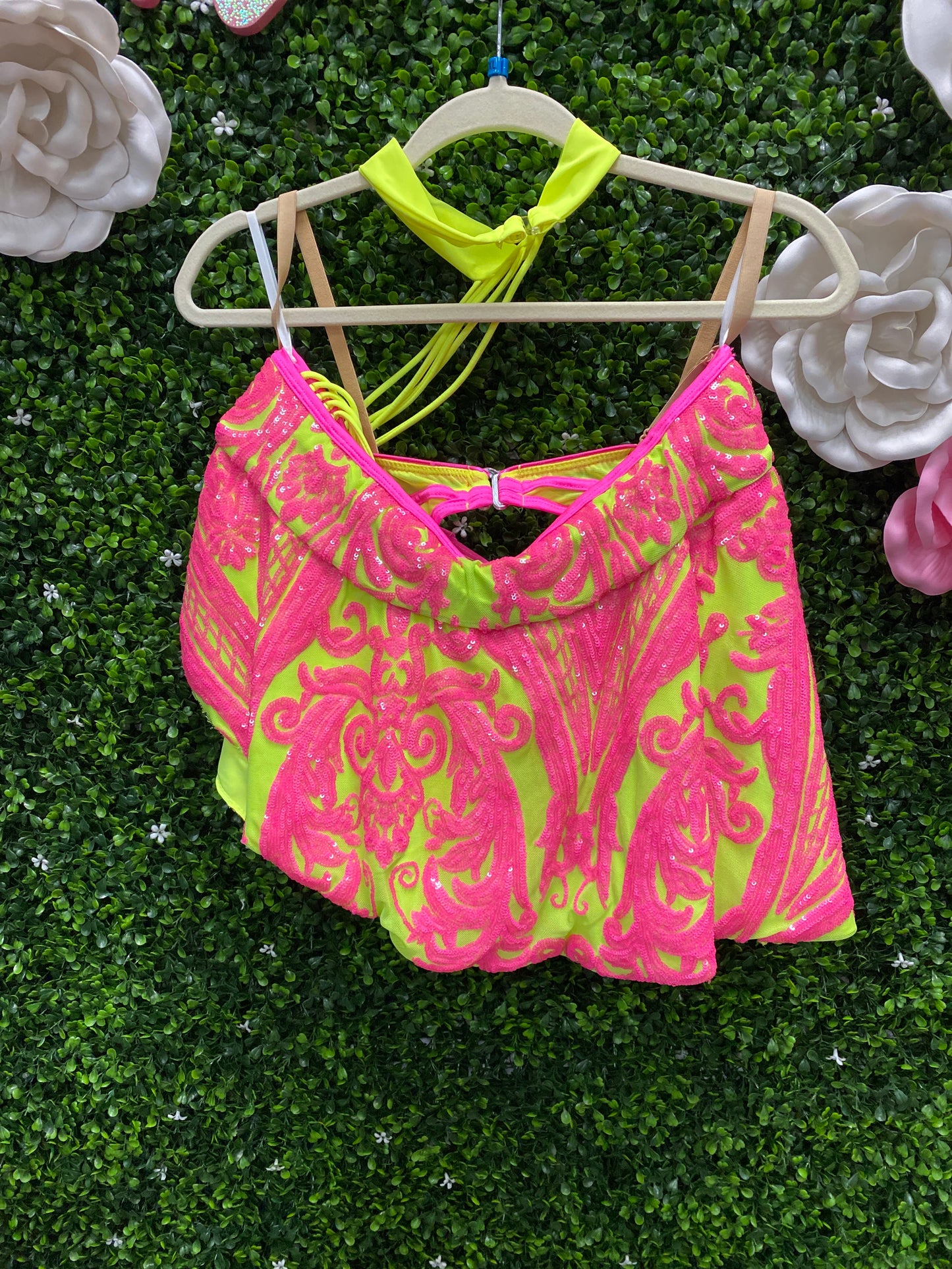 Adult XX-Large Hot Pink and Neon Two Piece Costume