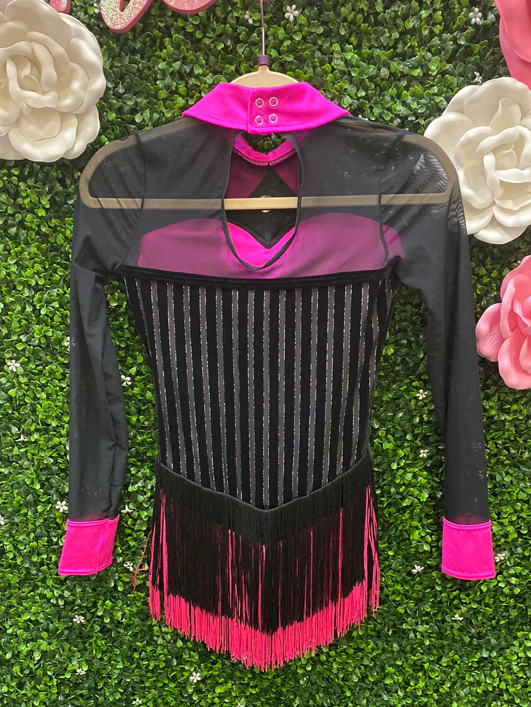 Adult Small Black and Pink Fringe Costume