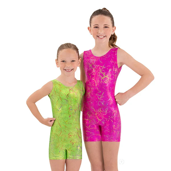 Eurotard Metallic Splatter Gymnastics Biketard - Child