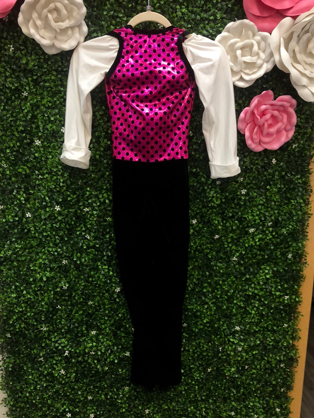 Adult Medium Pink Polka Dot Velvet Unitard Costume