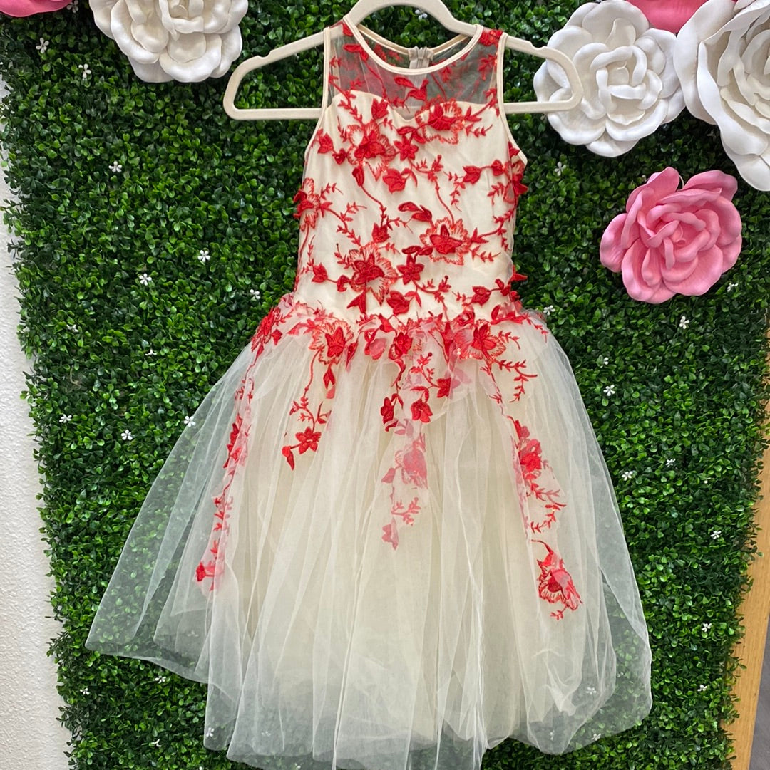 Child Medium Cream and Red Ballet Costume