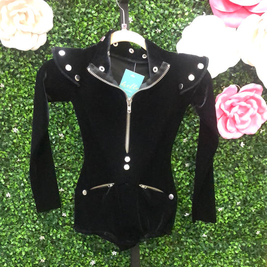 Child Medium Black Velvet Biketard Costume
