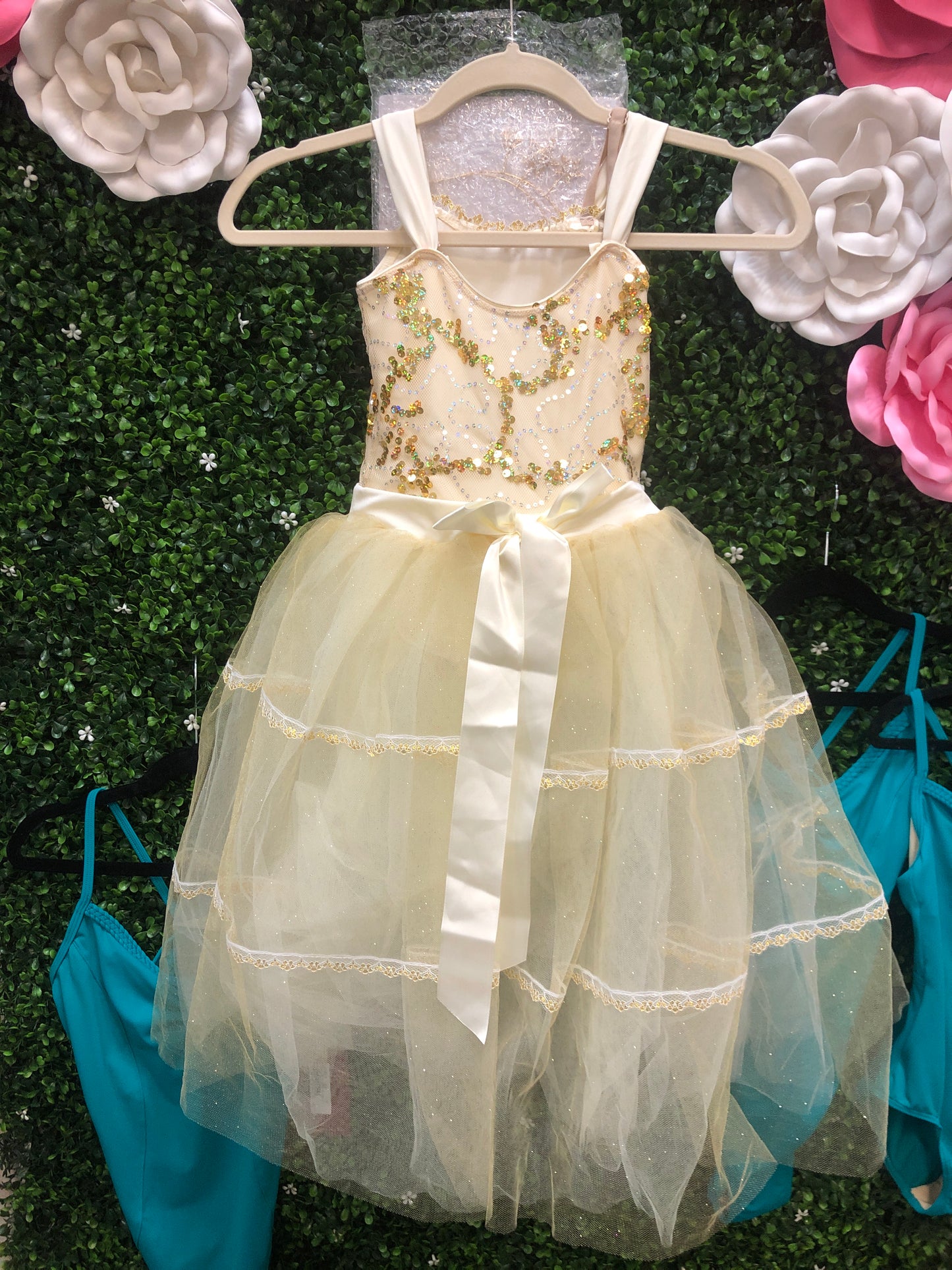 Child Medium Yellow Sequin Ballet Costume