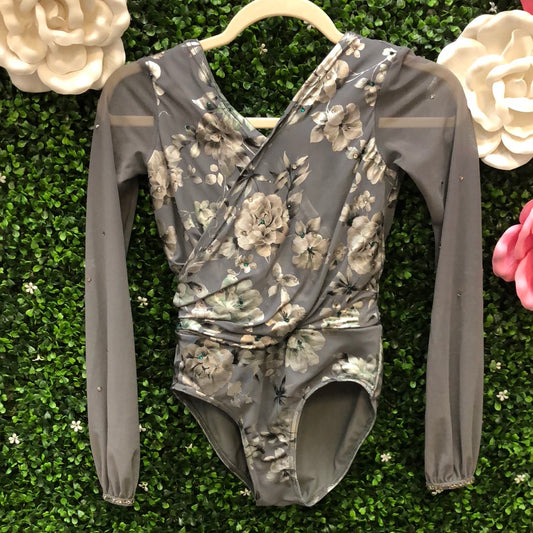 Child Large Silver Floral Leotard Costume