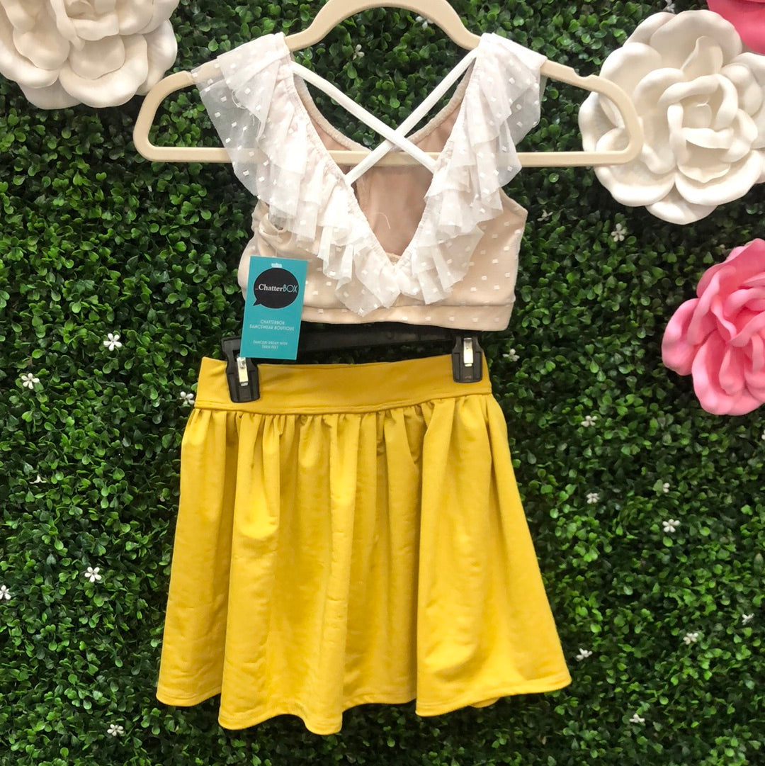 Child Medium Cream Top Yellow Skirt Costume