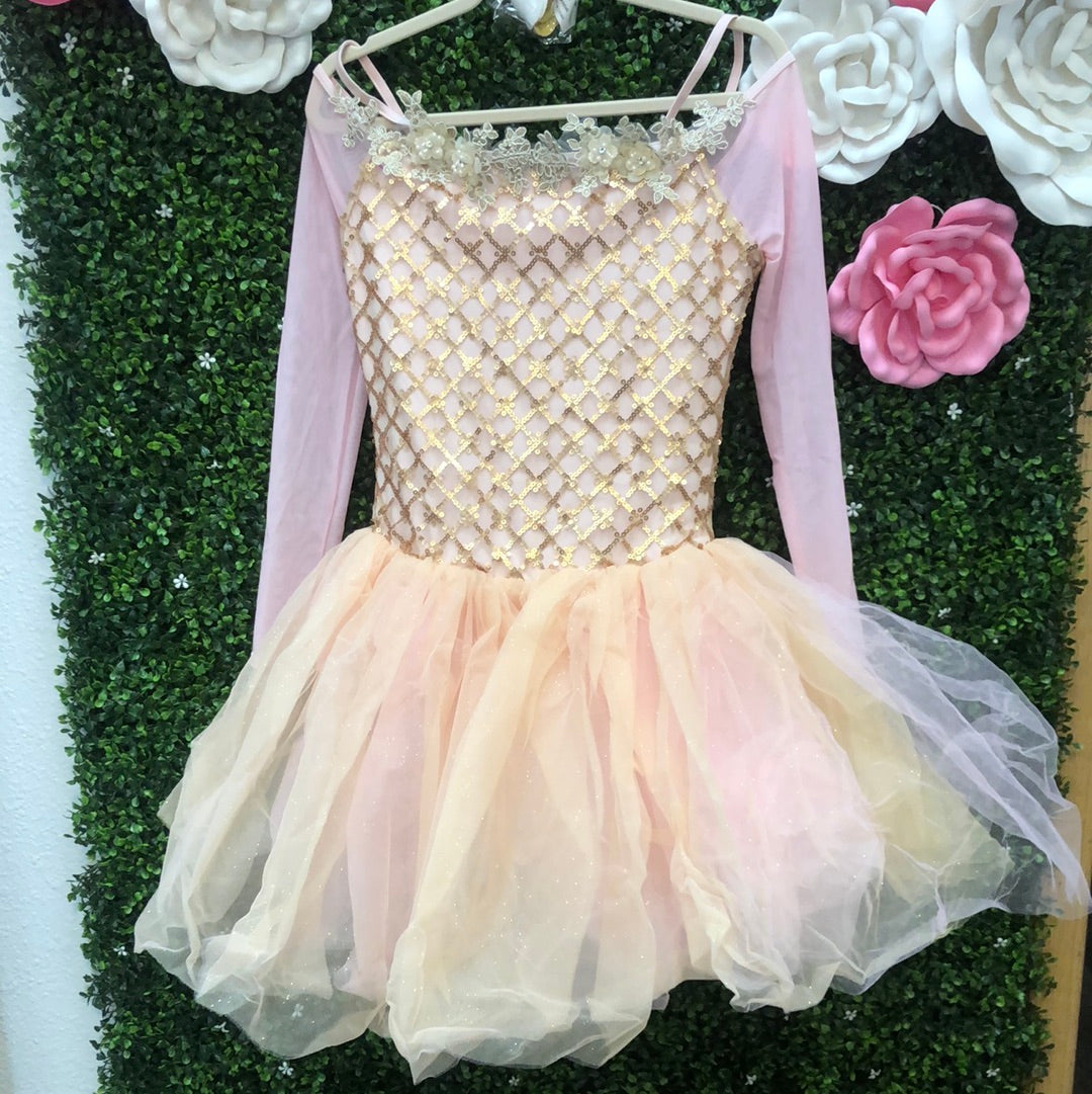 Adult Medium Pink Gold Ballet Costume