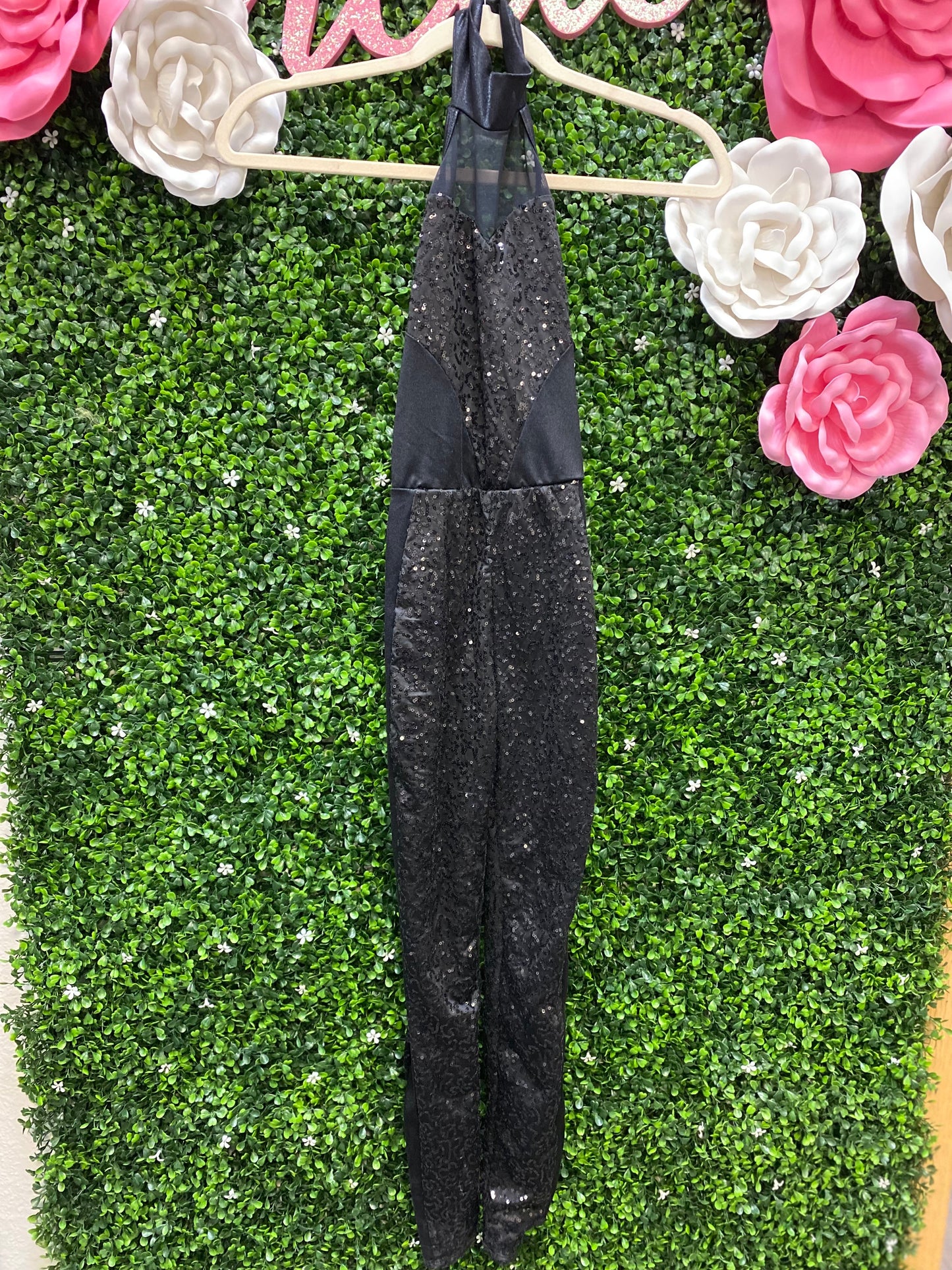 Child Medium Black Sequin Unitard