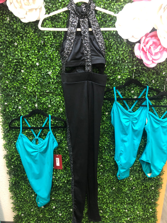 Child Large Black Sequin Unitard Costume