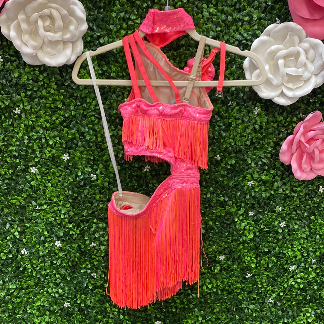 Child Medium Pink and Orange Fringe Costume