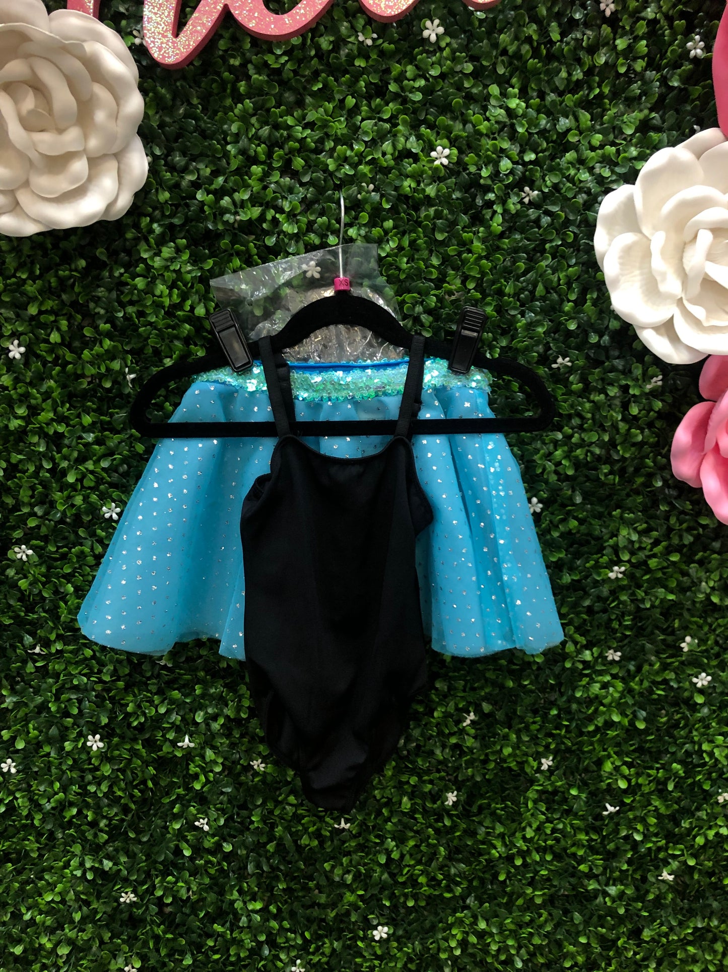 Child X-Small Black Leo with Blue Skirt Costume