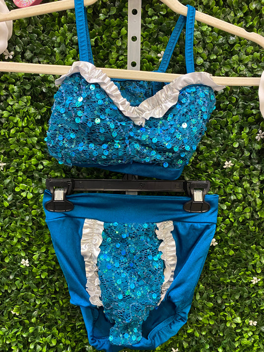 Child Medium Teal Two Piece Costume