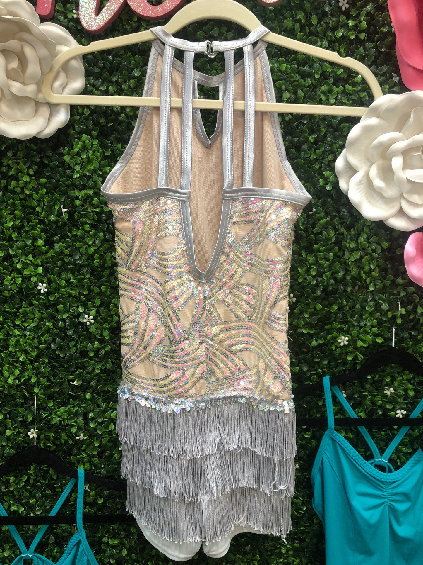 Child Large Silver Sequin Fringe Costume