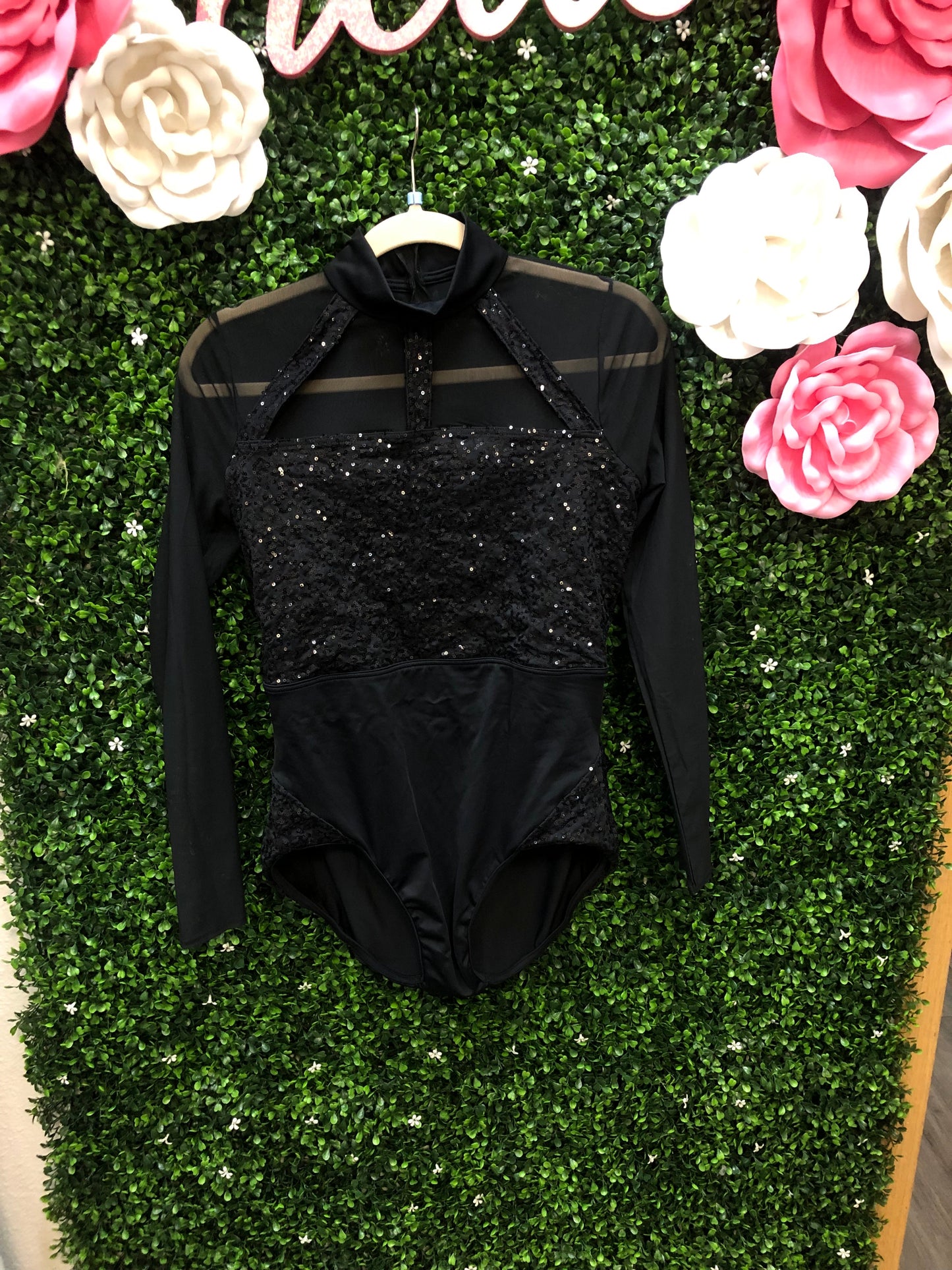 Adult Large Black Sequin Long Sleeve Costume