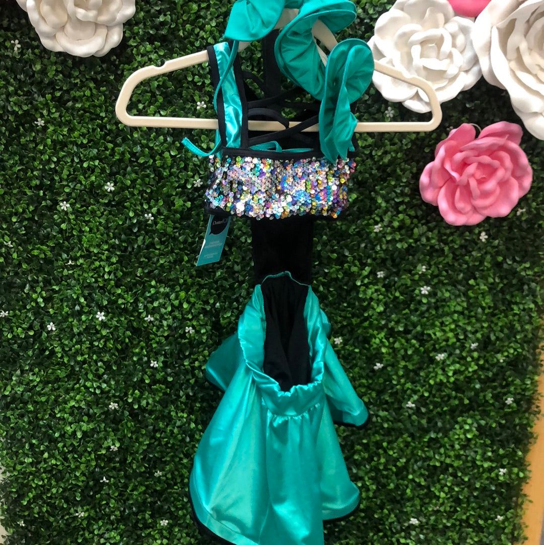 Child Small Teal Black Sequin Costume
