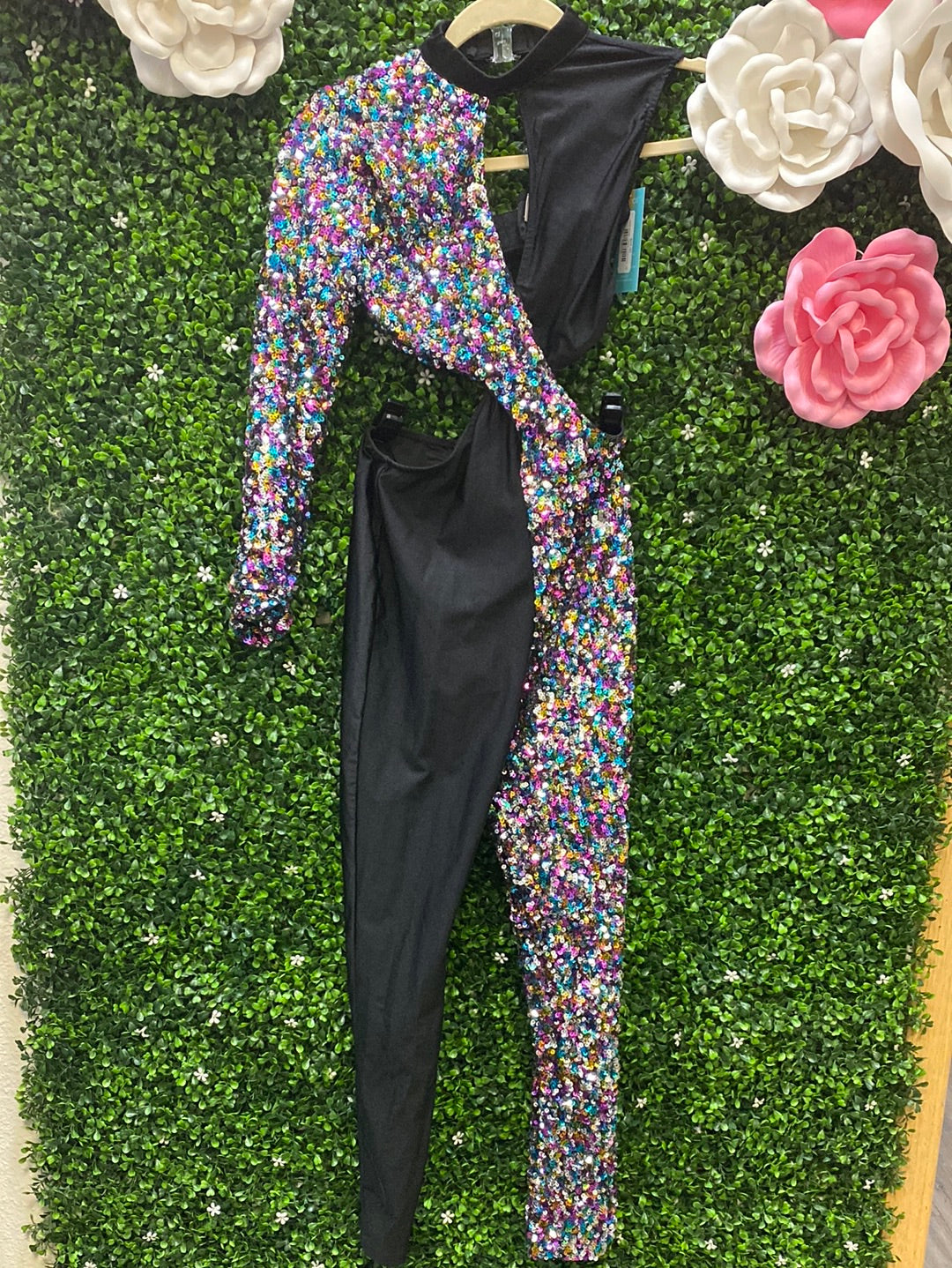 Adult Small Black Sequin Unitard Costume