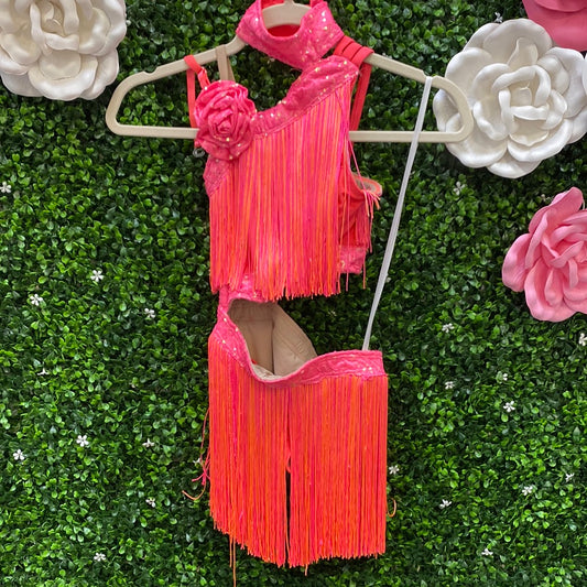 Child Medium Pink and Orange Fringe Costume