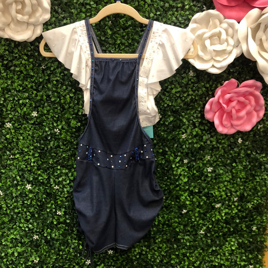 Teen Denim White Overall Costume