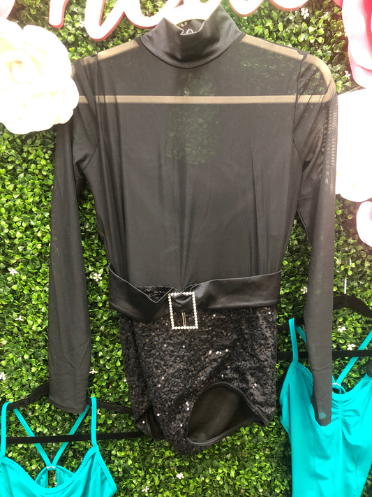 Adult Large Black Leo with Sequin Bottoms Costume