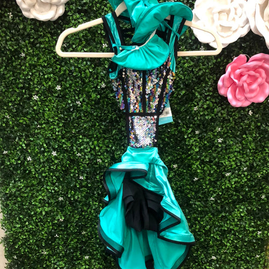 Child Small Teal Black Sequin Costume