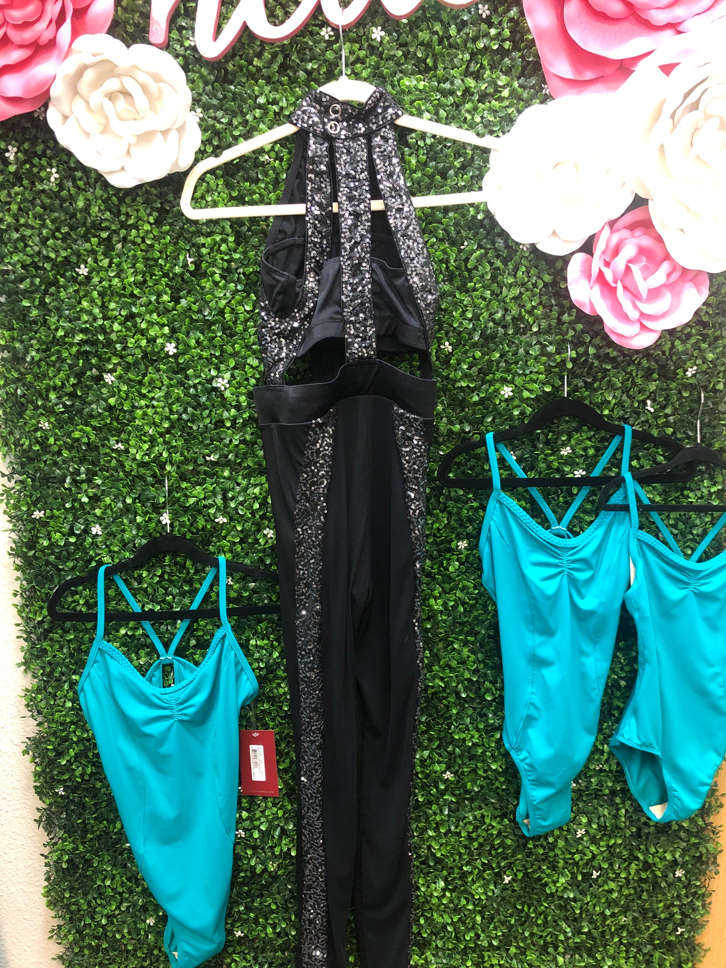 Child Large Black Sequin Unitard Costume