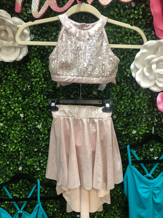Child Small Pink Sequin Two Piece Lyrical Costume