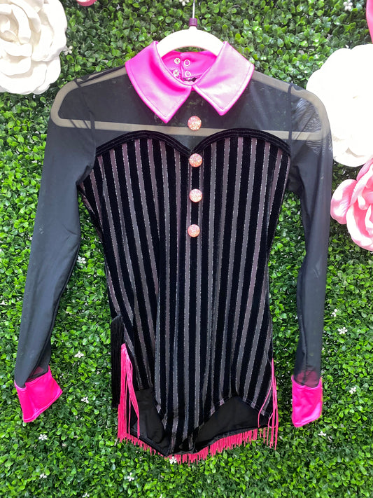 Adult Small Black and Pink Fringe Costume