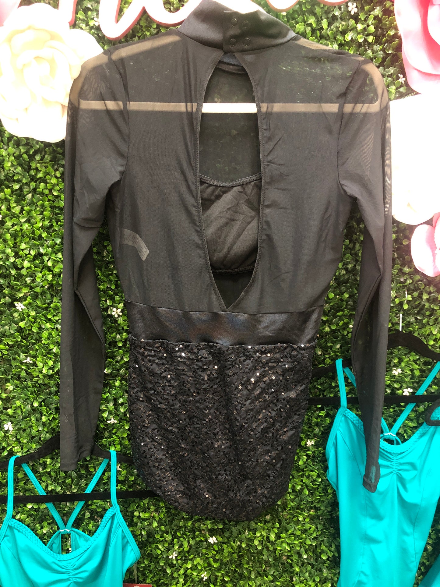 Adult Large Black Leo with Sequin Bottoms Costume