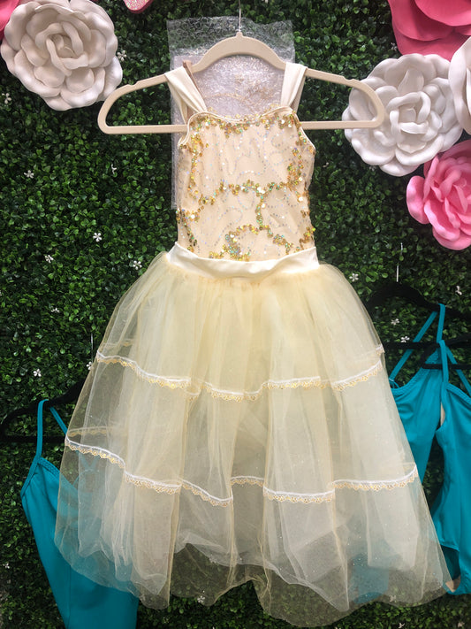 Child Medium Yellow Sequin Ballet Costume