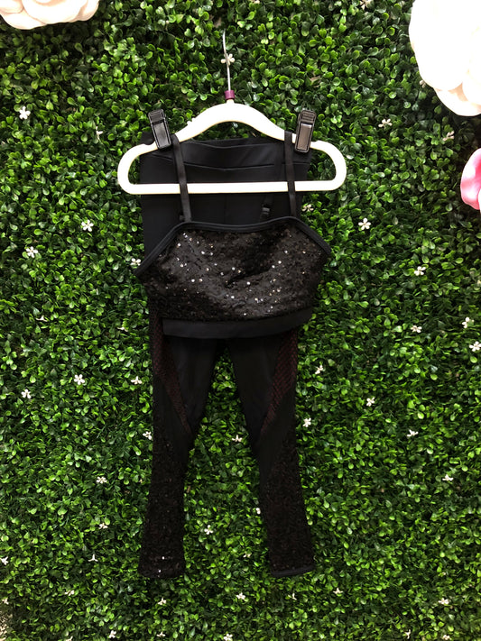 Child Small Black Crop Top Two Piece Costume