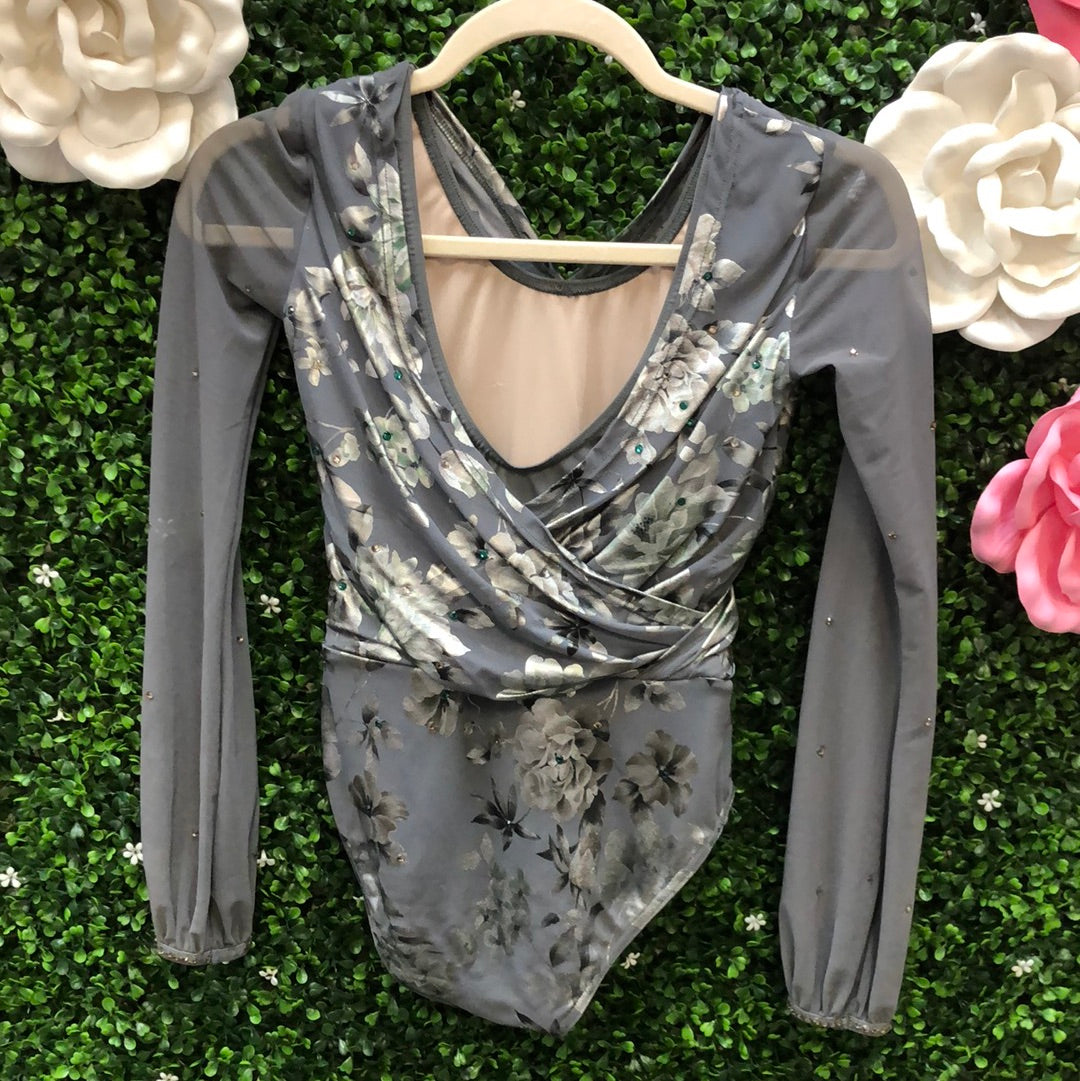 Child Large Silver Floral Leotard Costume