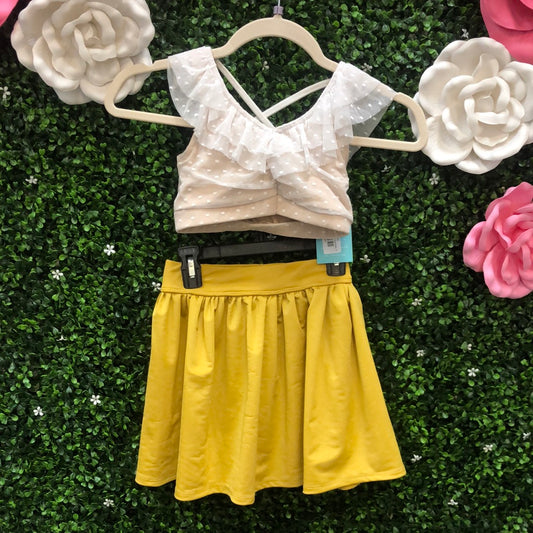Child Medium Cream Top Yellow Skirt Costume