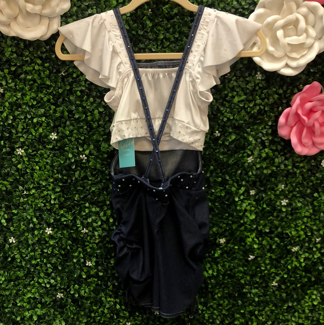 Teen Denim White Overall Costume