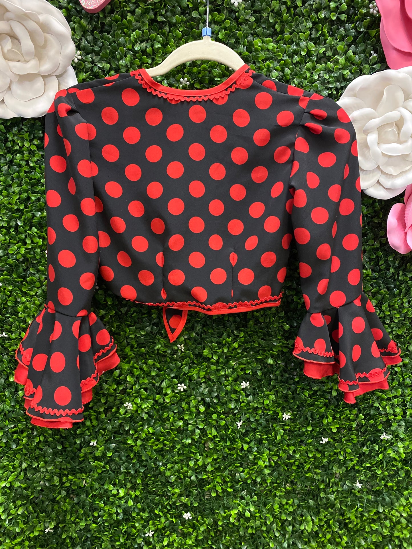Child Large Black Red Polka Dot Costume Top