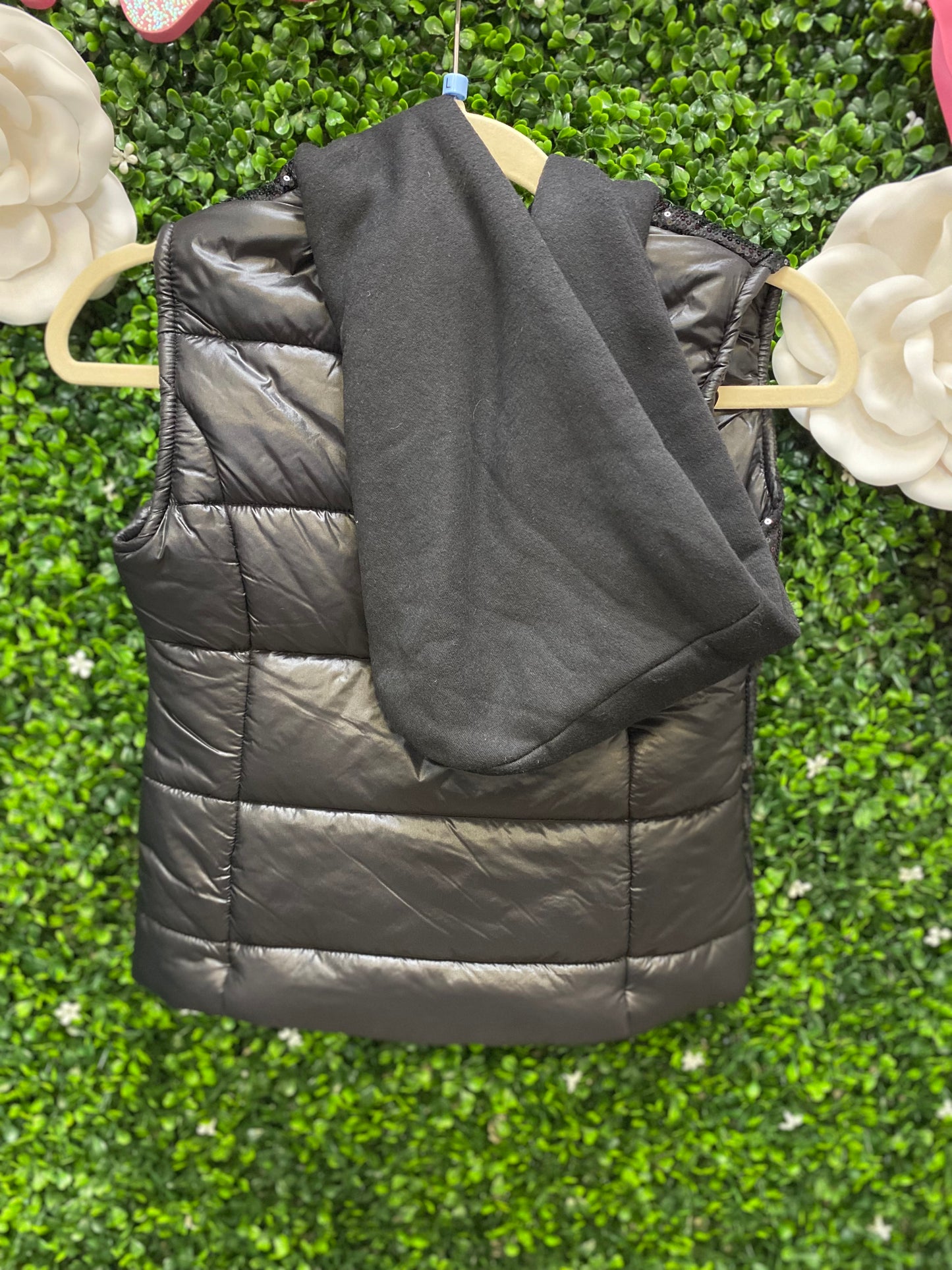 Child Large Black Sequin Puffer Vest Costume