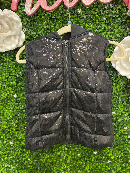 Child Large Black Sequin Puffer Vest Costume