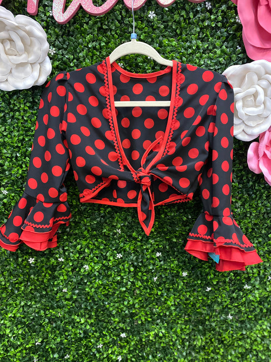 Child Large Black Red Polka Dot Costume Top