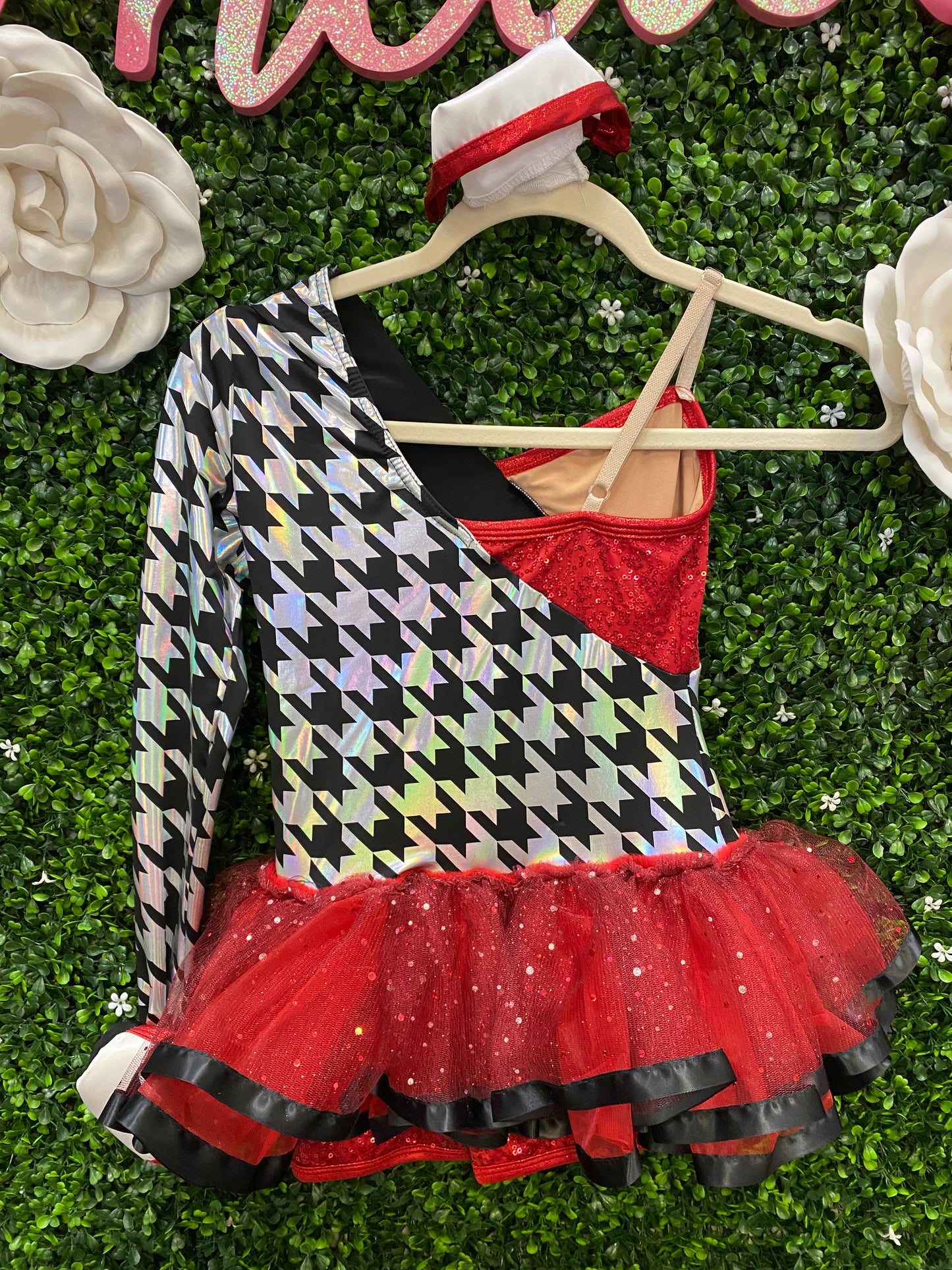 Child Intermediate Red Silver One Sleeve Costume