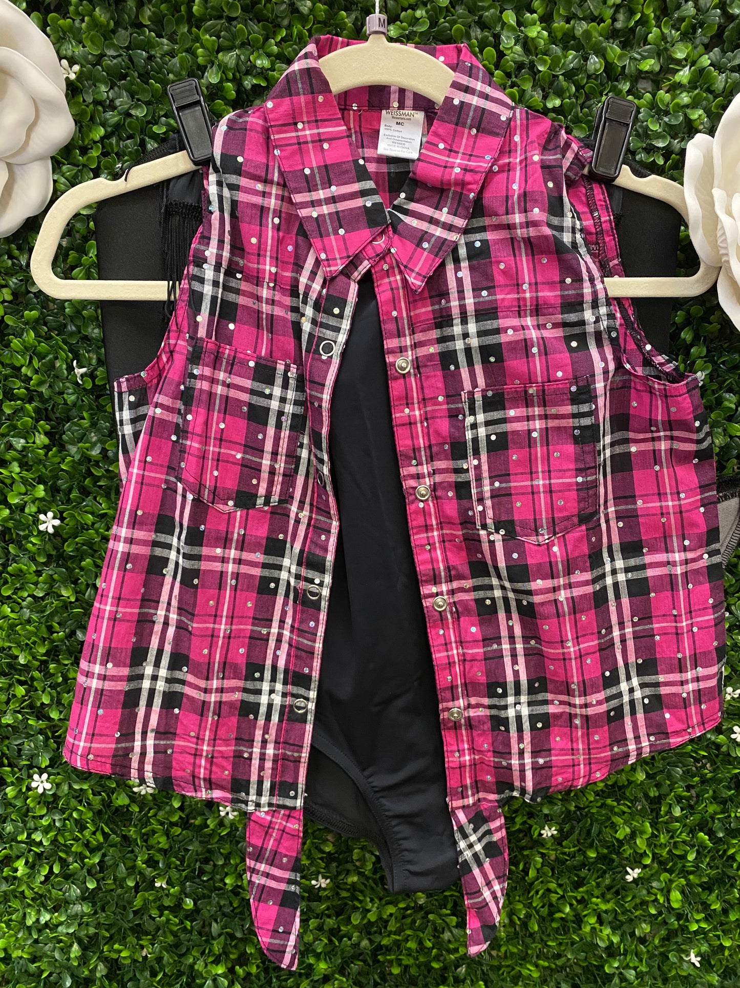 Child Medium Pink Plaid Fringe Costume