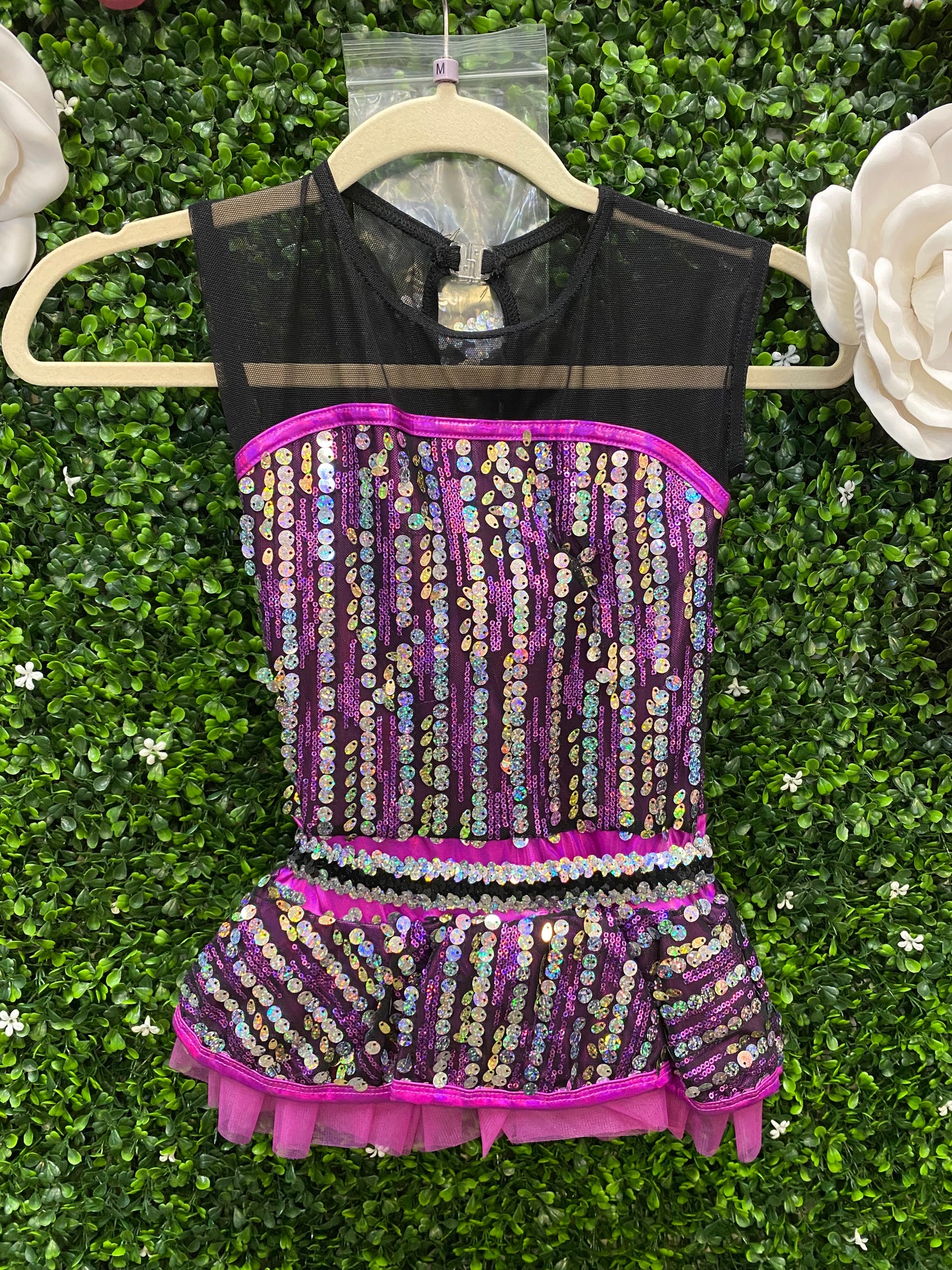 Child Medium Black Pink Sequin Dress