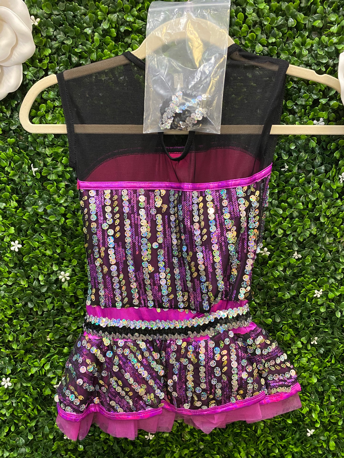 Child Medium Black Pink Sequin Dress