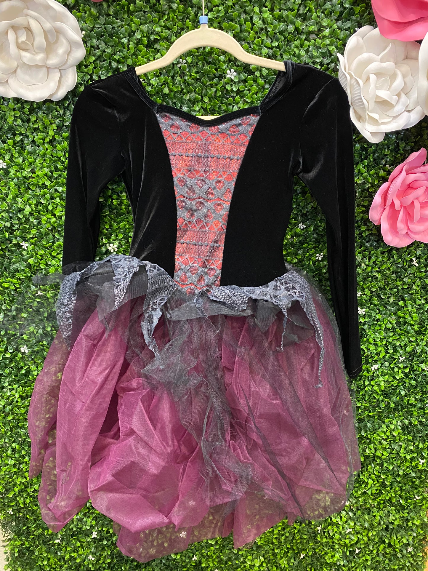 Child Large Black Maroon Ballet Costume