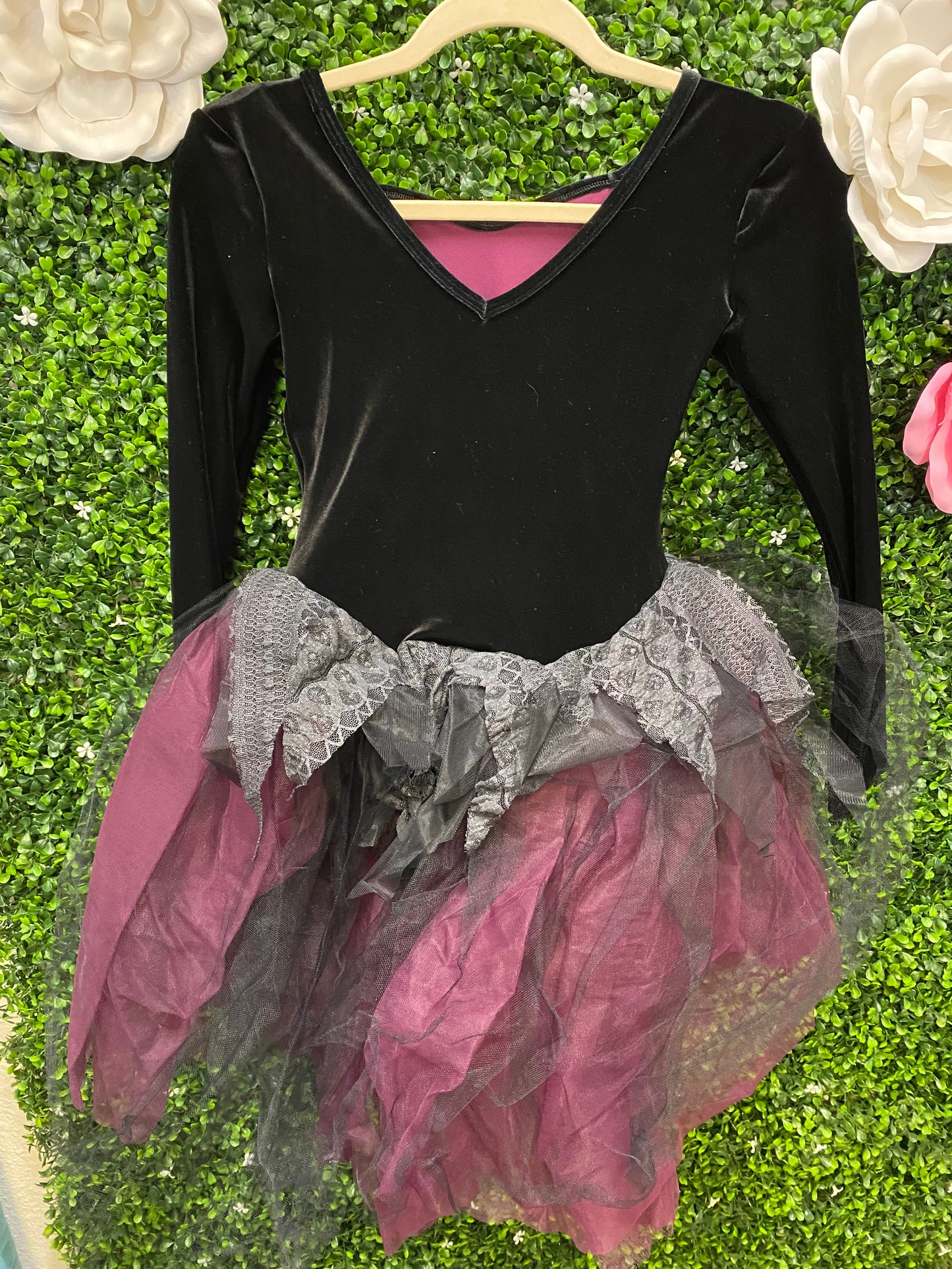 Child Large Black Maroon Ballet Costume