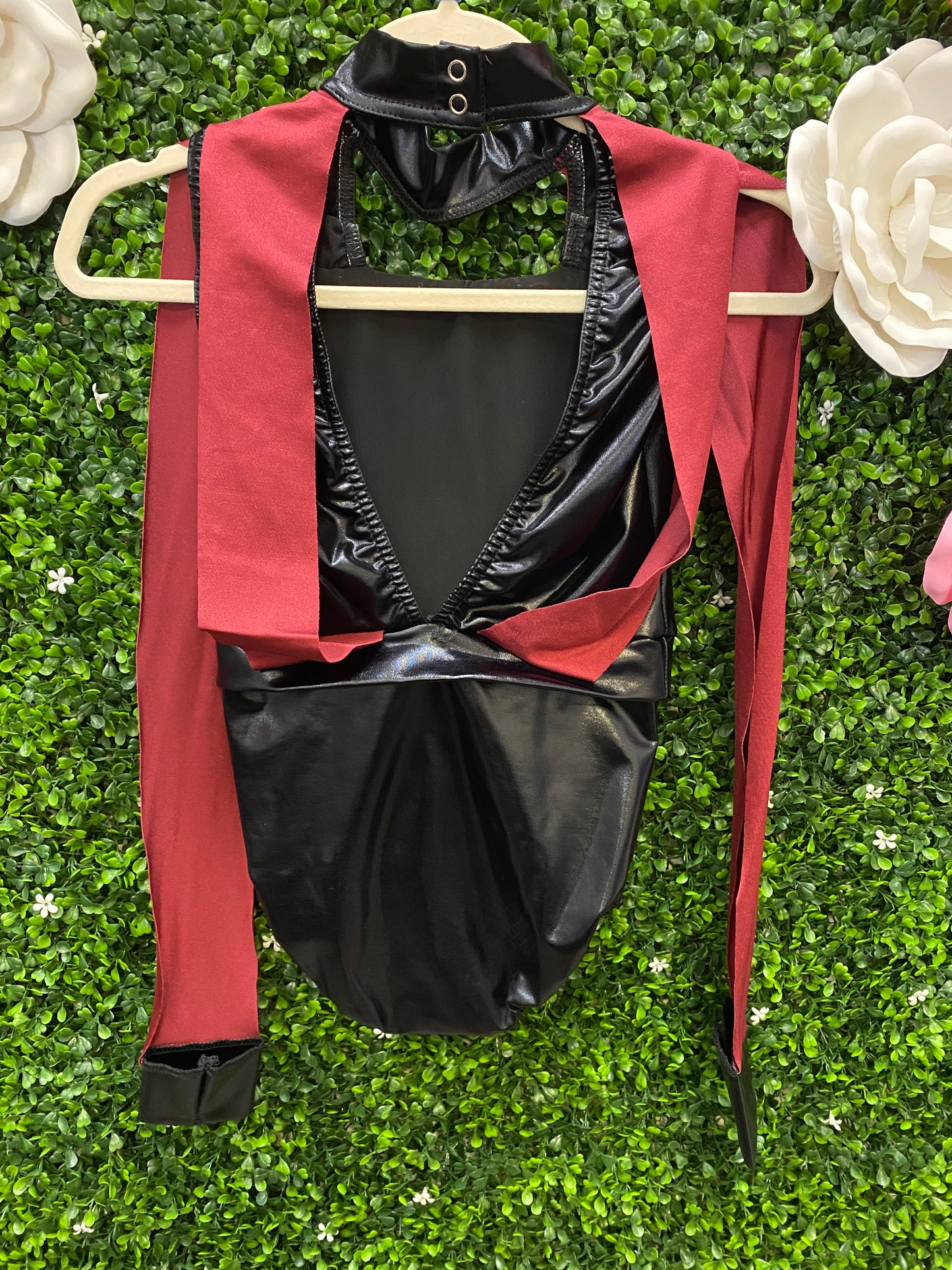 Child Large Black Maroon Leotard